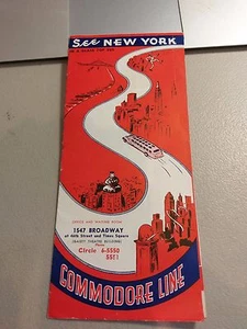 Old Vintage COMMODORE LINE Glass Top Tour Bus Brochure - NEW YORK Sight Seeing - Bild 1 von 4