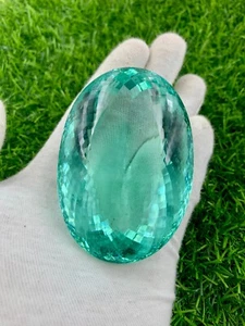 Aqua Quartz Loose Gemstone, 815 Carat Faceted Cut Gemstone, Oval Loose Gemstone - Picture 1 of 6