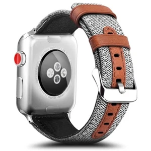 For Apple Watch Series 3,2,1 Hybrid Canvas Leather Wrist iWatch Band Strap 42mm - Picture 1 of 8