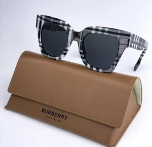 Nuevas gafas de sol Burberry de gran tamaño negras blancas para mujer Italia - Imagen 1 de 5