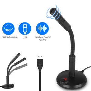 USB Computer Mini Condenser Microphone Stand Recording Mic For PC Laptop - Picture 1 of 14