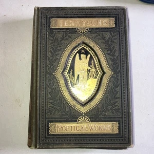 Tennyson's Poetical Works Antique Poetry Book Very Old 3D Gilt Cover - Picture 1 of 12