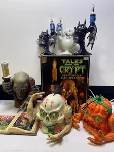 Vintage 1996 Tales From The Crypt Candelabra Crypt Keeper W/ Box  Halloween Lot - Picture 1 of 21