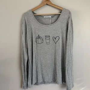 Camicia donna Lounge House zucca caffè amore grigio manica lunga taglia large - Foto 1 di 7