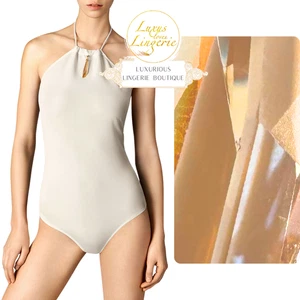 Kim Body by Wolford M Porcelain Cream with Swarovski Element Glitter Halterneck - Picture 1 of 3