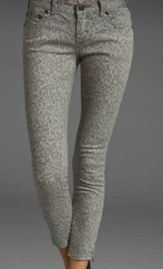 Free People grau Spitze Reißverschluss Knöchel Skinny Jeans Größe 26x26 Boho Festival Chic EUC - Bild 1 von 12