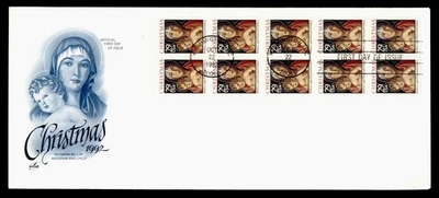 DR WHO 1992 FDC CHRISTMAS ART BOOKET PANE ARTCRAFT CACHET m29084 - Image 1 of 2