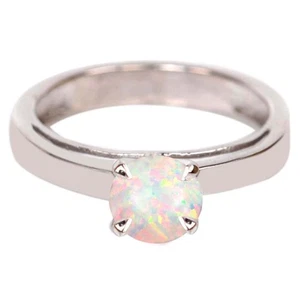 1,00Kt Runden Form 100% Natürlich Australisch Opal Damen Ring Im 585er Weißgold - Bild 1 von 1