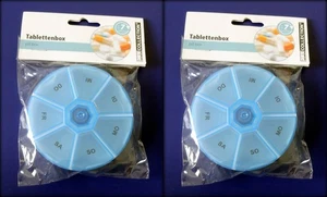 2 Stück Medikamentenbox RUNDE Pillendose 7 Tage Tablettenbox Tablettendose - Bild 1 von 2