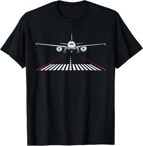 Pilot Luftfahrt Flugzeug Flughafen Landebahn Flugzeug Landung Geschenk Unisex T-Shirt - Bild 1 von 2