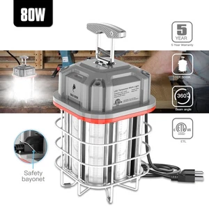 80W LED Temporary Work Light Construction Jobsite Lighting Lamp Fixture 5000K - Picture 1 of 9