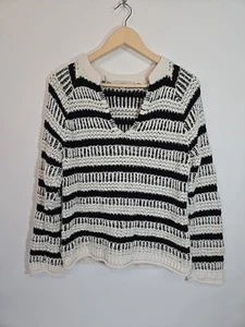 Suéter Pullover Loft Rayas Punto Abierto Cuello Dividido Talla Pequeña - Imagen 1 de 9