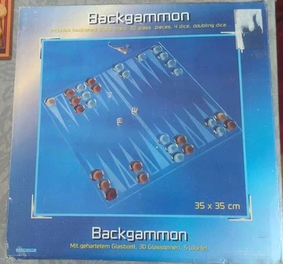  Glass Backgammon Set Including 4 Die & Doubling Dice. Complete. Free Postage.  - Image 1 of 4