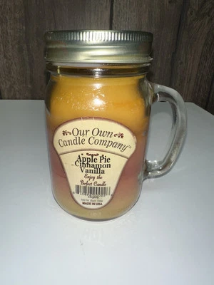 Tarro de masón APPLE PIE CANELA VAINILLA 13 oz vela por nuestra propia compañía de velas NUEVO Foto 1 de 4