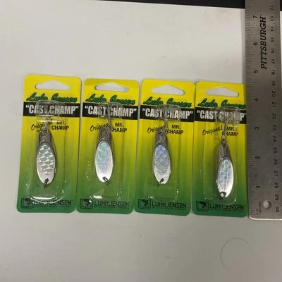 (4pc)LUHR-JENSEN Cast Champ Original Mr. Champ 1/2oz CHROME/SILVER PRISM SPOONS - Image 1 of 3