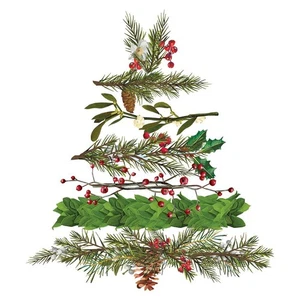 20 Tovaglioli Christmas Arbor Rami posati per abete Natale 33x33cm - Foto 1 di 1
