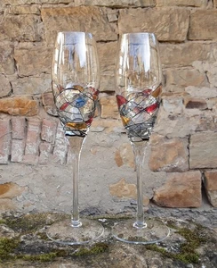 ***PAAR VINTAGE SEKTGLÄSER*2 x CHAMPAGNERGLÄSER*K & K STYLING*TIFFANY ART*** - Bild 1 von 5