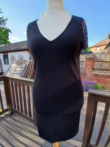 MNG Mango Black V Neck Dress Size 16 New With Tags - Picture 1 of 19