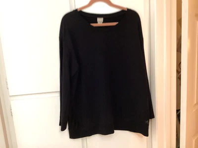 Chico s Zenergy Mesh Mix Cotton Blend Black  Tunic Top Size 3 (XL) - Image 1 of 4