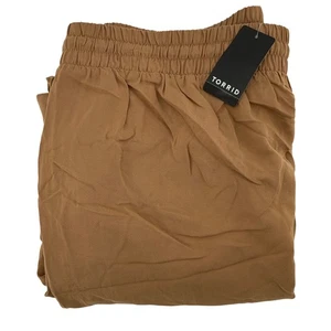 Torrid Übergröße 2 kurze tabakbraune Hose zum Überziehen weites Bein Challis hoher Bund - Bild 1 von 6