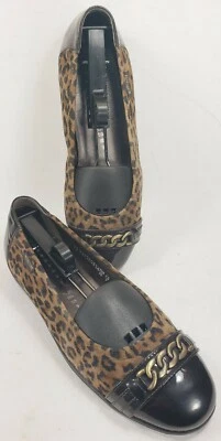 MEPHISTO Ballet Plano Estampado Leopardo Cuero Puntera con Cadena Vamp Para Mujer Talla 9M Foto 1 de 4