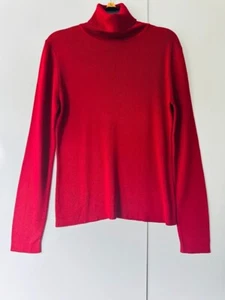 Suéter Pullover Ann Taylor Vintage Mujer 100% Seda Cuello Alto Rojo Talla M Lujo - Imagen 1 de 6