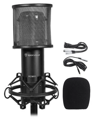 Rockville RCM01 Studio Recording Condenser Microphone Mic+Shock Mount+Pop Filter - Image 1 of 4