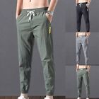 Men's Slim Fit Summer Casual Trousers Elastic Waist Lightweight Pants (M 3XL)