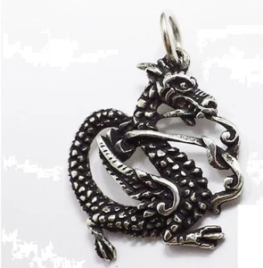 DRAGON PENDENTIF ARGENT VERITABLE 925°/°° COLLIER ECRIN - Foto 1 di 3
