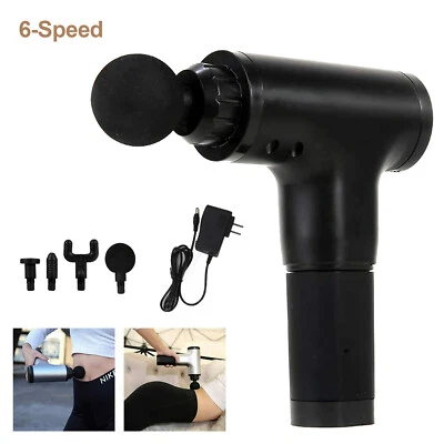 Pistola de masaje masaje masajeador muscular de tejido profundo de 6 velocidades para cuello y espalda deporte negro Foto 1 de 4