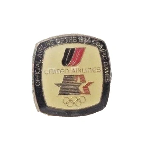 United Airlines Olympics 1984 Official Airline Logo Lapel Pin Los Angeles Vtg - Picture 1 of 3