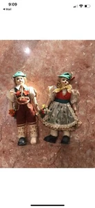 Vintage mini Christmas male and female dolls 7 Inches Tall - Picture 1 of 6
