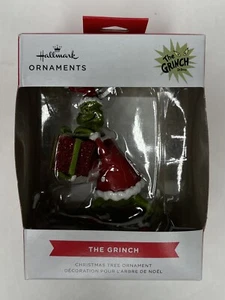 Hallmark Dr Seuss Grinch with Red Present 3.5 inch Christmas Tree Ornament 2021 - Picture 1 of 9