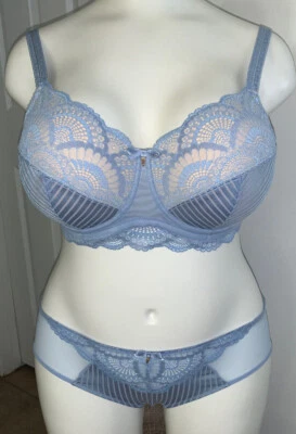 NWT-Amoena #Style #44829 "Karolina", Wire Pocketed Post Mastectomy Bra: Blue - Image 1 of 4