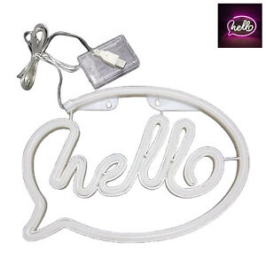 Party Accessories Led Light Neon Hello Sign Usb/battery Operated Lamp Wall