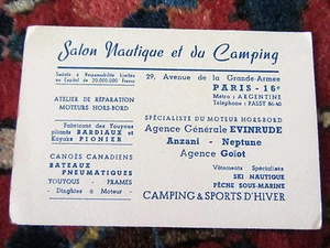 Old Business Card Nautical And Camping Shop, Paris 16° - Picture 1 of 2