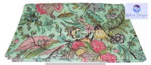 Indian 5 Yard Hand Block Floral Print 100% Cotton Dressmaking Craft Fabric - Picture 1 of 3