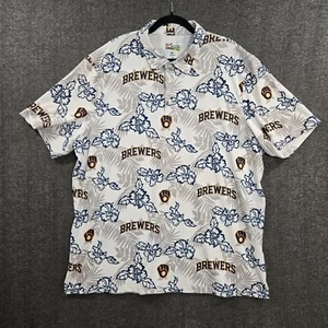 Reyn Spooner Milwaukee Brewers Pua Performance Fabric Polo Shirt Men 2XL MLB - Picture 1 of 6
