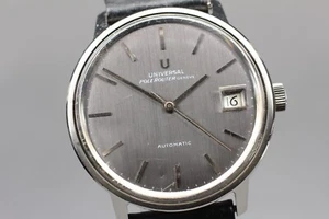 VINTAGE Universal Geneve Polerouter 869114 Date Gray Dial Automatic Mens Watch - Picture 1 of 11