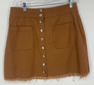 NUEVO SIN ETIQUETAS NUEVO Falda Madewell Cintura Alta SnapButton Terracota Talla 8 Algodón Lona 1774 - Imagen 1 de 7