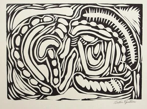 Lester Epstein (1919-1963) Abstract linocut. Fruit, insects c. 1950s - Picture 1 of 4