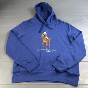 Vintage Polo Ralph Lauren Polo Bear Big Pony Blue Hoodie Size M Medium - Bild 1 von 14