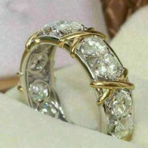 2Ct Round Lab-Created Diamond Full Eternity Band Ring 14K White Gold Plated - Picture 1 of 2