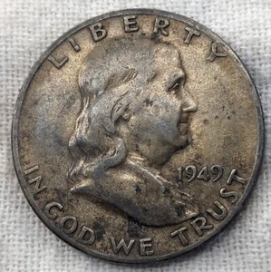 1949 S Franklin Half Dollar Fine: Original Tone - Low Mintage 3.7M Key Date - Bild 1 von 6