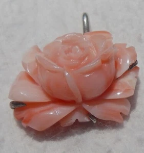 Fine Corallo Rosa Italiano Rosa Rosa Mani in Set Sterling 5,9 o 29,4 Carati - Foto 1 di 7