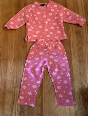 Girl's Land's End Pink Snowflake Fleece pajamas Size S (4) - Image 1 of 4