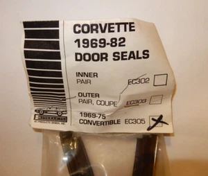 EC PRODUCTS #EC305 1969-75 CORVETTE CONVERTIBLE DOOR SEALS ~ NEW OLD STOCK - Picture 1 of 14
