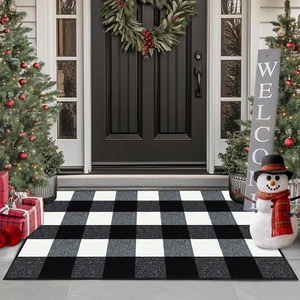 Buffalo Plaid Outdoor Rug, 24"X36" Checkered Front Door Mat, Non Slip Absorbent - Picture 1 of 12