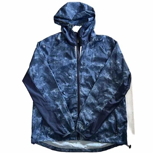 Mossimo Jacket Mens L Tie Dye Blue Windbreaker Full Zip Pockets Hood Running - Picture 1 of 9