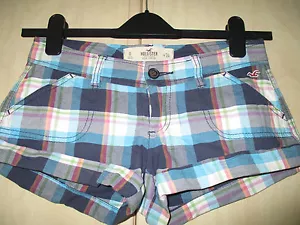 ladies HOLLISTER COTTON CHECK HOTPANTS / SHORTS UK SIZE 8 - Picture 1 of 7